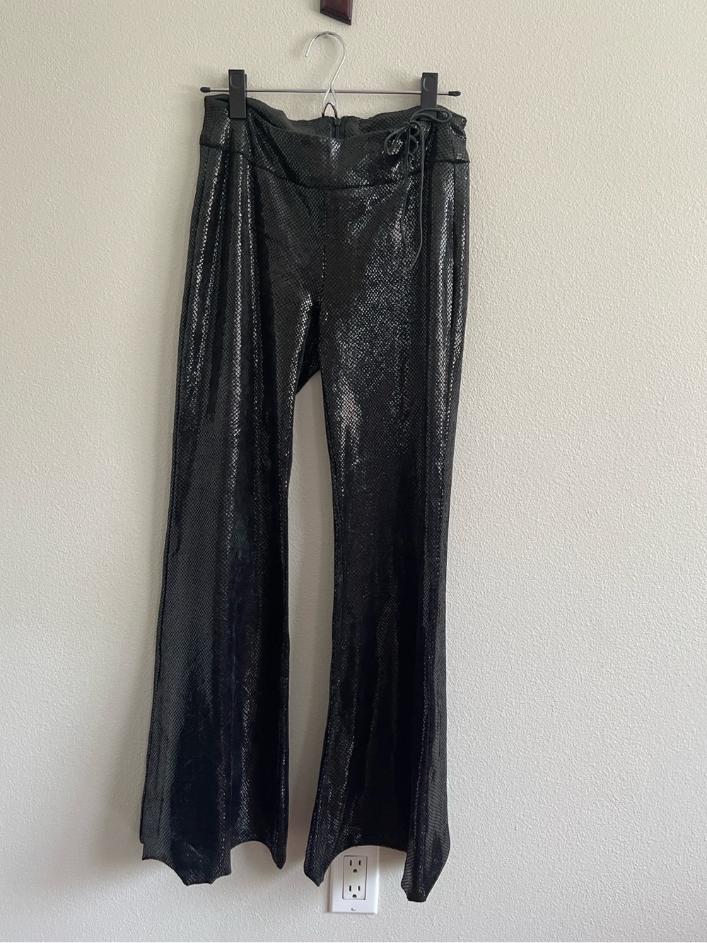 Bisou Bisou Black Snake Print Shimmer Flared Pants